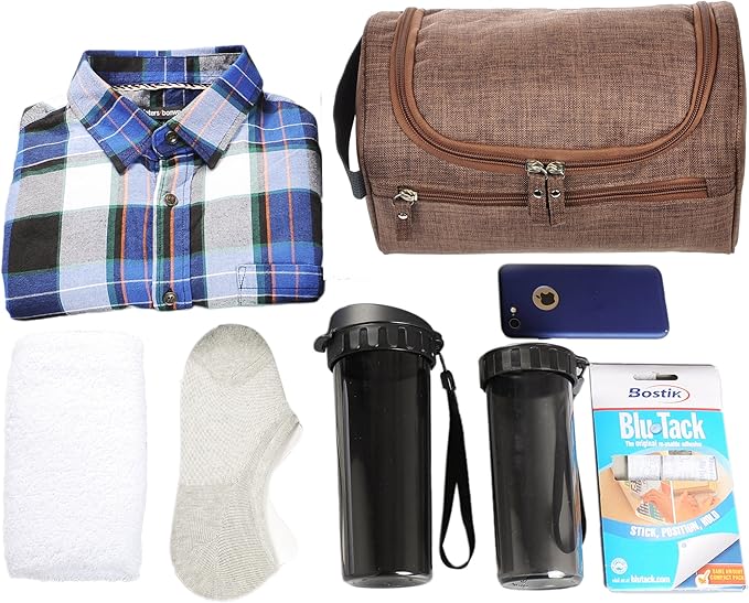 Vercord Mens Toiletry Bag Wash Travel Small Shaving Dop Kit Shower Bathroom Ditty Hygiene Bag Frosted Coffee