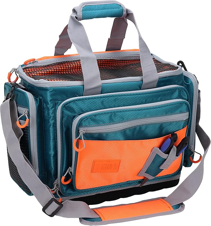 OSAGE RIVER Fishing Tackle Bag, Saltwater Fishing Gear Bag, Tackle Box Organizer with Waterproof Non-Slip Bottom, Padded Shoulder Strap, and Fishing Pliers, Fishing Gifts for Men