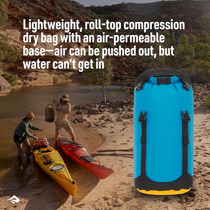 Sea to Summit eVac Compression Dry Bag, Waterproof Compression Sack, 8 Liter, Turkish Tile Blue