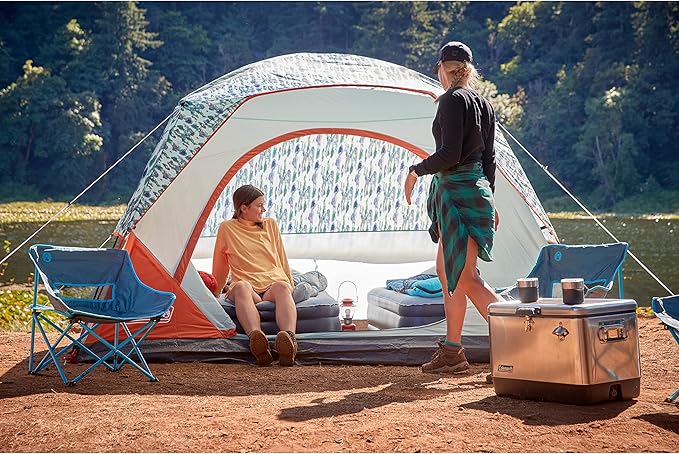 Coleman Skydome Series Camping Tent Weatherproof Tent Includes Pre-Attached Poles Rainfly Carry Bag and Unique Pattern Sets up in 5 Minutes