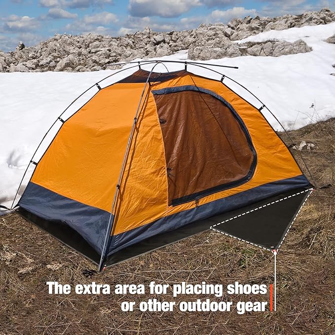 REDCAMP 2 Person Ultralight Tent Footprint with Extra Vestibule Storage Cloth, PU 2000 Waterproof Camping Tent Tarp with Carrying Bag to Elevate Your Camping, Hiking, Backpacking, Hammock Experience