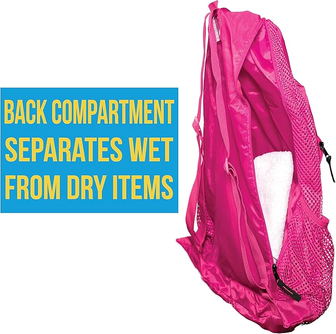 Athletico Mesh Swim Bag - Mesh Pool Bag With Wet & Dry Compartments for Swimming, the Beach, Camping and More