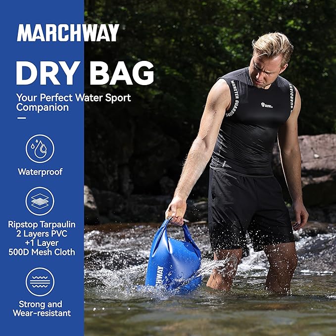 MARCHWAY Floating Waterproof Dry Bag Backpack 5L/10L/20L/30L/40L, Roll Top Sack Keeps Gear Dry for Kayaking, Rafting, Boating, Swimming, Camping, Hiking, Beach, Fishing