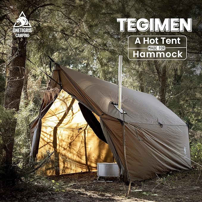 OneTigris TEGIMEN Hammock Hot Tent with Stove Jack - Spacious, Versatile Wall Tent with Snow Skirt - 3000mm Waterproof