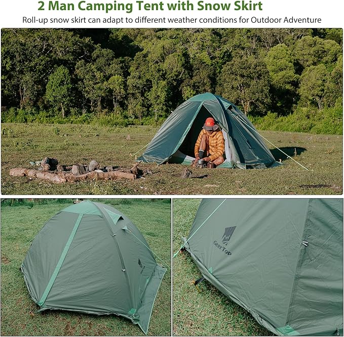 GEERTOP Ultralight 2 Person Backpacking Tent 4 Season Waterproof Camping Tent Double Layer Cold Weather Easy Set Up Tents for Family Camp, Hiking, Hunting Outdoor Mountaineering Travel