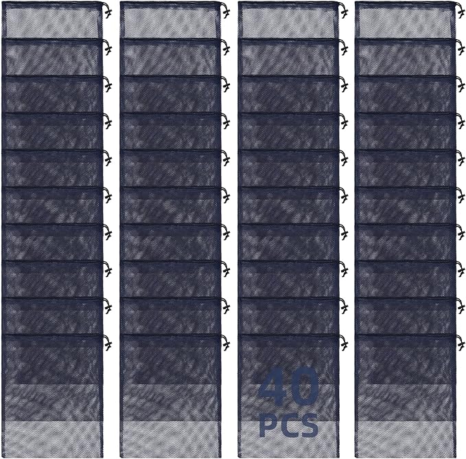 10/20/40/60/100PCS Mesh Drawstring Bag Durable Delicate Mesh Laundry Bag Multicolor Nylon Mesh Bag Small Mesh Gym Bag Travel Mesh Beach Bag Locking Closure Storage Bag For College, Gym, Yoga, Sport