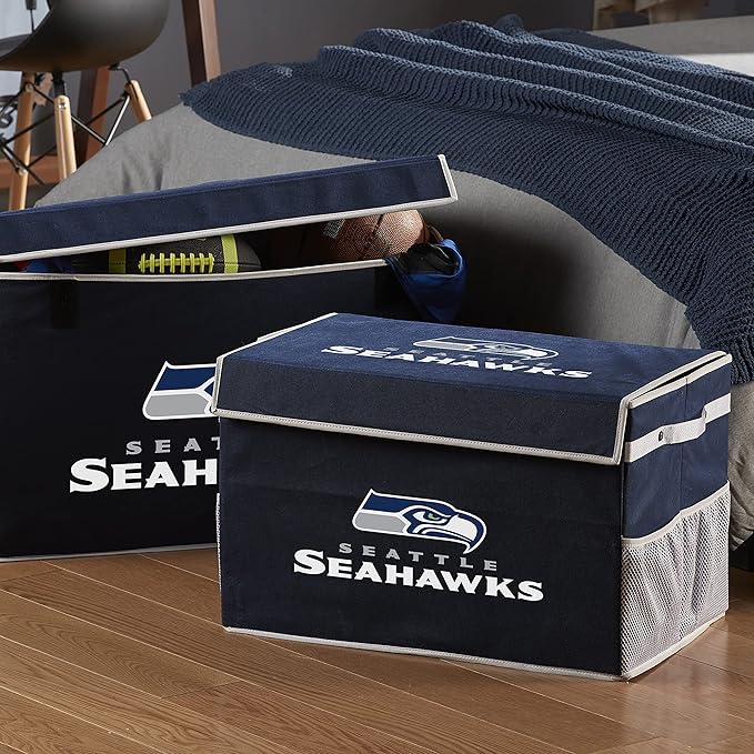 Franklin Sports NFL Storage Footlocker Bins - Large Folding Organizer Containers - NFL Team Office, Bedroom + Living Room Décor - Large + Small Bins