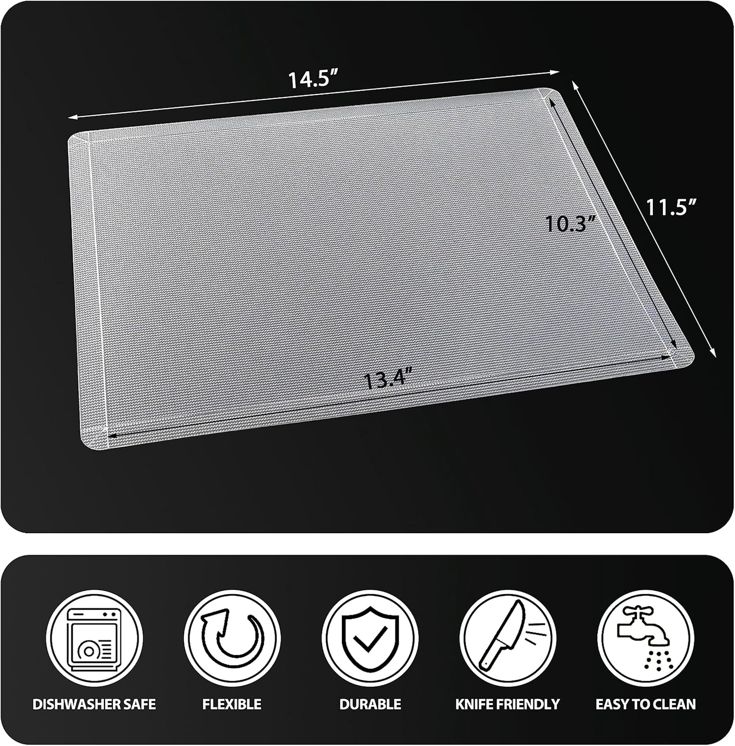 WK Flexible Plastic Cutting Boards Mats with Lip, Foldable Cutting Board for Kitchen Set of 3, Clear Cutting Boards, Nonslip Cutting Mats Sheets, BPA Free, Dishwasher Safe