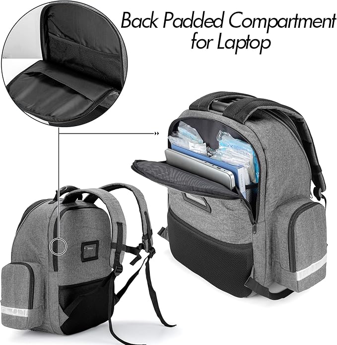 Trunab First Responder Bag Trauma Backpack Empty, Medical Emergency Kits Storage Jump Bag Pack for EMT, EMS, Police, Firefighters, Safety Officers - Patented Design Grey