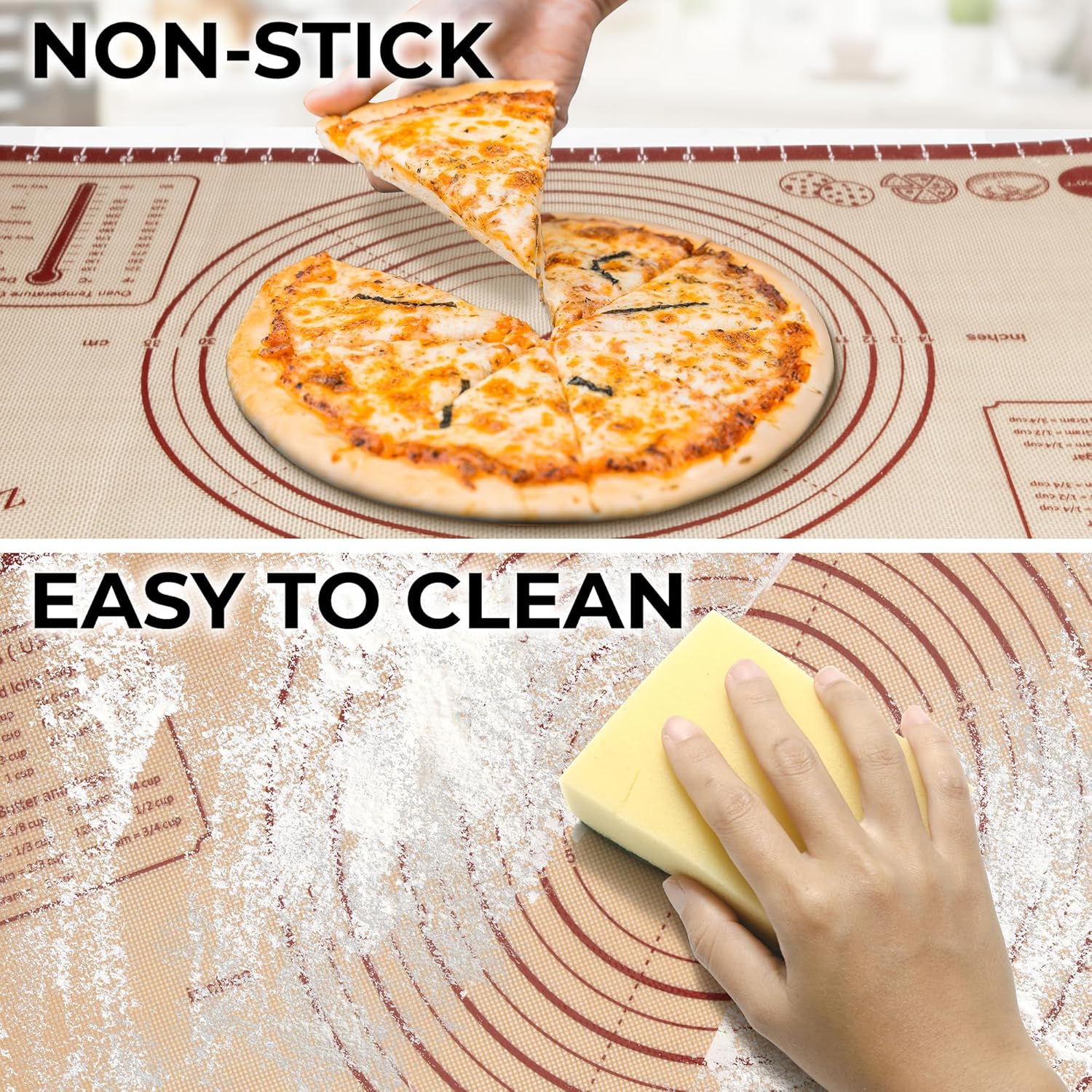 Zulay Kitchen Silicone Baking Mat Sheet - Reusable Silicone Baking Sheet - Easy & Convenient Nonstick Baking Supplies - Mats for Baking - Oven Safe - 16.5"x11.6" (Light Red)