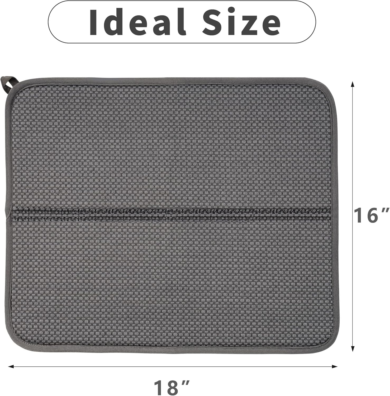 2 Pack Dish Drying Mat, Absorbent Microfiber Dish Drying Mat for Kitchen Counter, 16"x18” Large Size Dish Drying Pad, Ultra Absorbent Dishes Drainer Mat for Countertop