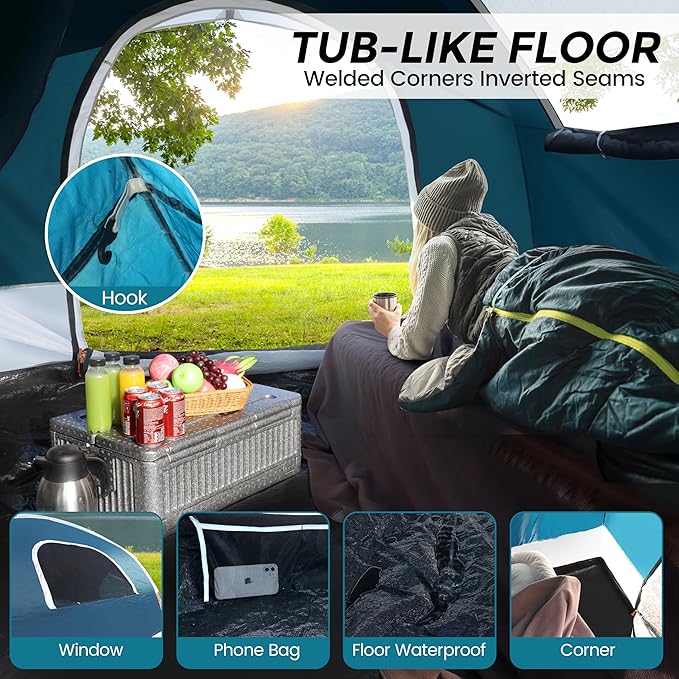 SUV Tent for Camping with Rainfly, Waterproof PU3000mm Double Layer Design, Car Tents for Camping SUV, SUV Tailgate Tent for Outdoor with Storage Bag, for SUV Van, Jeep, Pickup 8'W x 8'L x 7.2'H