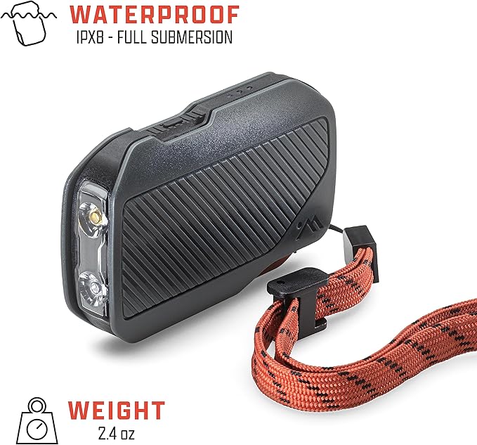 AMPEX Rechargeable Flashlight | 300 Lumen LED Flashlight, Waterproof, Red Mode, USB-C, Essential Camping Accessories with Tactical 200h Runtime