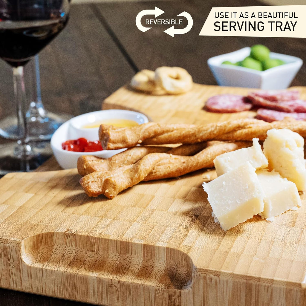 Premium Bamboo Cutting Board (ExtraThick 1.7"), Professional Chopping Butcher Block for Meat. Heavy Duty End Grain Wood, Charcuterie Boards, Kitchen Accessories