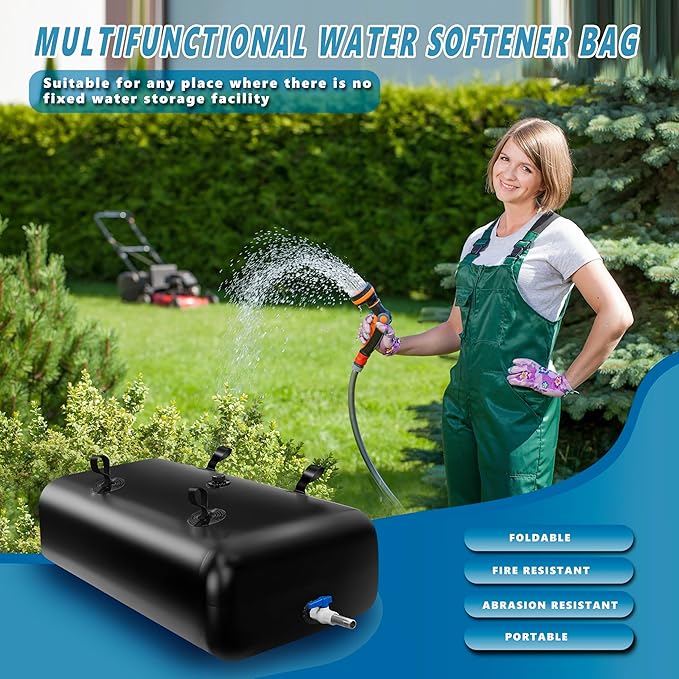 113 L/30 Gal Water Bladder Tank, Foldable Portable Water Storage Container, Emergency Water Bag for RV, Truck Bed, Fire Prevention, Drought Resistance, Black