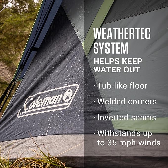 Coleman Skydome Series Camping Tent Weatherproof Tent Includes Pre-Attached Poles Rainfly Carry Bag and Unique Pattern Sets up in 5 Minutes