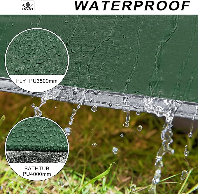 2-3 Person Tent - Waterproof Windproof 4 Season Tent for Backpacking, Hiking, Hunting, Motorcycling & Biking