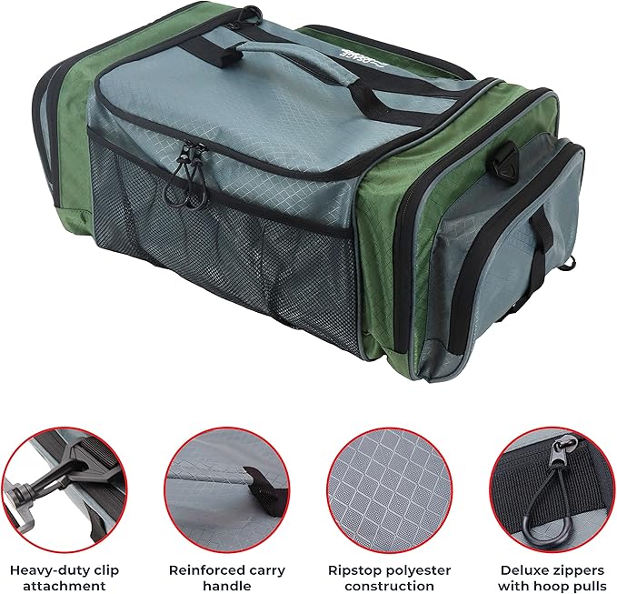 OSAGE RIVER Large Waterproof Fishing Tackle Bag with Padded Shoulder Strap, Ripstop Soft Sided Bag with Fishing Pliers Holder