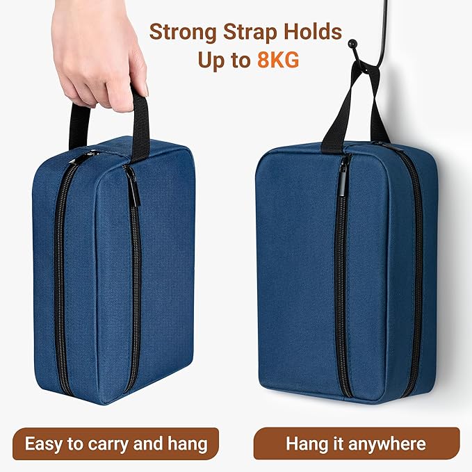 Elviros Travel Toiletry Bag for Women and Men, Lightweight Makeup Bag Hanging Dopp Kit with Shaving Compartment Cosmetic Organizer Small Tool Bag Travel Essentials, Navy Blue