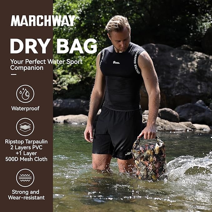 MARCHWAY Floating Waterproof Dry Bag Backpack 5L/10L/20L/30L/40L, Roll Top Sack Keeps Gear Dry for Kayaking, Rafting, Boating, Swimming, Camping, Hiking, Beach, Fishing