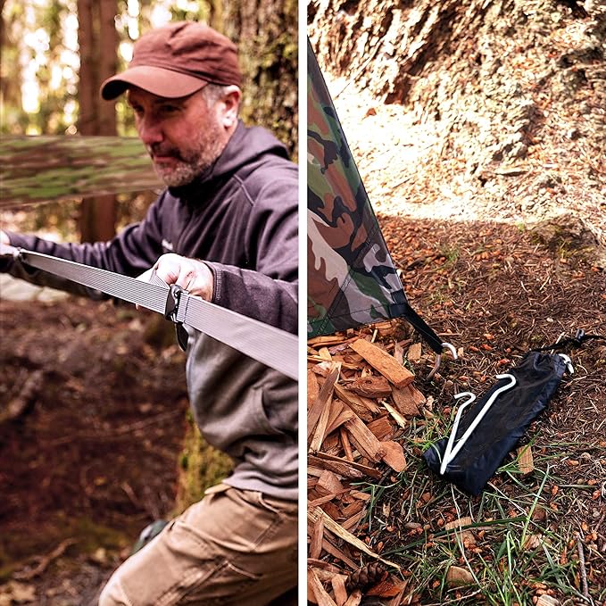 AquaQuest Defender Camping Tarp - Heavy Duty Tent Shelter or Rain Fly - Waterproof Camping Essentials for Hiking, Bushcraft & Hammock