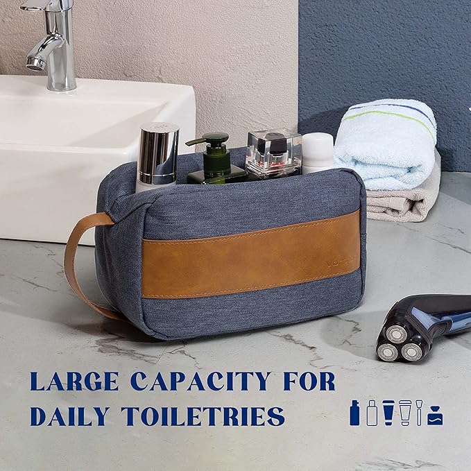 Vorspack Toiletry Bag for Men - Large Dopp Kit for Travel Water Resistant Travel Bag for Toiletries Accessories Lightweight Toiletries Bag - Blue