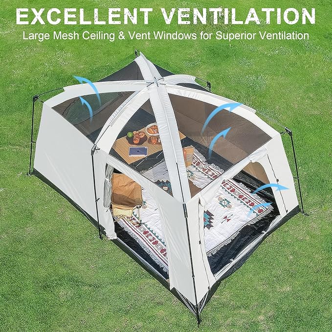 4-6 Person Camping Tent, Large Family Cabin Tents with Porch & Rainfly, Double Layer Waterproof Glamping Tent with 2 Rooms 2 Doors, Portable Big Tents for Outdoor Camping Hiking Party