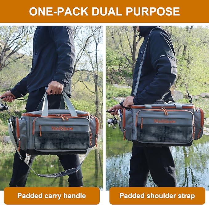 Fishing Tackle Box Bag - Fishing Bags for Saltwater or Freshwater (#Grey) Fishing Tackle Bags - Padded Shoulder Strap - Tackle Bag for 3600 3700 Tackle Box