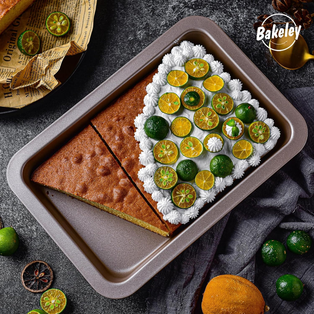 10-Inch Nonstick Shallow Cake Pan, Rectangle Bread Loaf Pan, Baking Sheet Set of 2