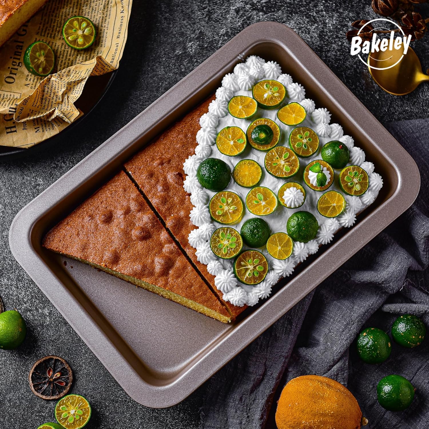 10-Inch Nonstick Shallow Cake Pan, Rectangle Bread Loaf Pan, Baking Sheet Set of 2