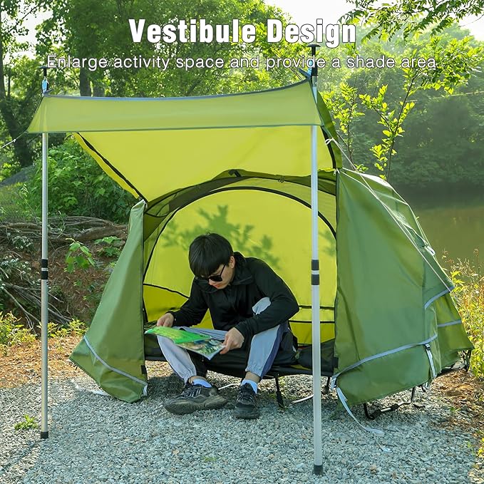 REDCAMP Multifuncational Cot Tent for 1 Person, Folding Camping Tent cot for Adult, Portable Elevated Tent Off The Ground Tent, 76x28x39.5in