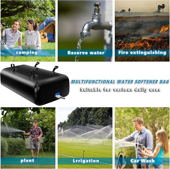 1000 L/264 Gal Water Bladder Tank, Foldable Portable Water Storage Container, Emergency Water Bag for RV, Truck Bed, Fire Prevention, Drought Resistance, Black