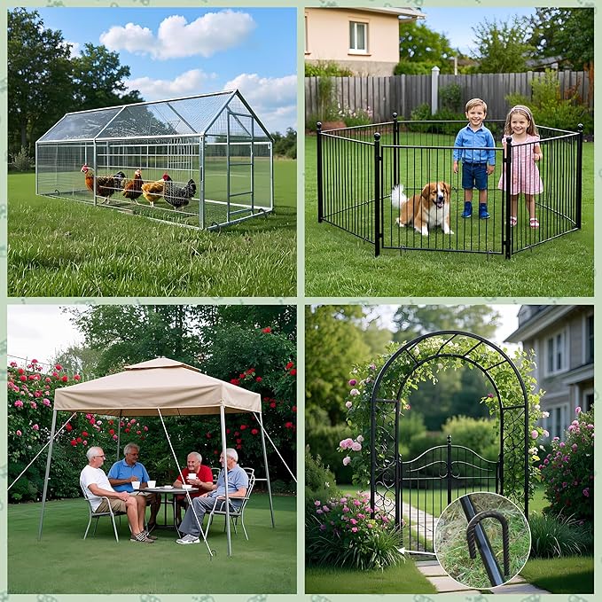 VVOKGO 12 Inches Trampoline Stakes Anchors High Wind Heavy Duty, 8pcs U Shaped Ground Rebar Metal Tent Galvanized Steel Stakes Tie Down Anchor Kit for Camping Tents, Soccer Net, Swing Set Black