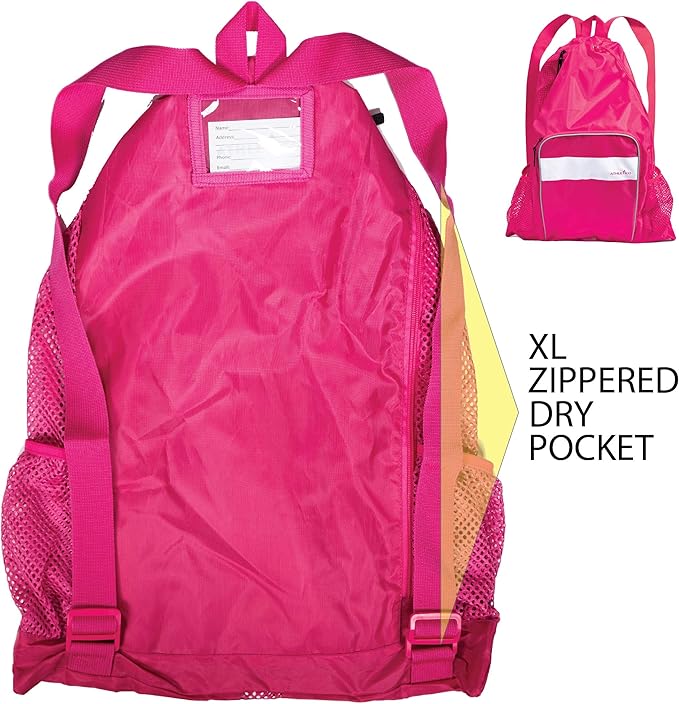 Athletico Mesh Swim Bag - Mesh Pool Bag With Wet & Dry Compartments for Swimming, the Beach, Camping and More