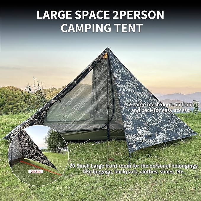 TENPLAY Backpacking Tent,Lightweight Camping Tent 2 Person,Ultralight Hiking Tent,Nylon,Waterproof,Windproof,Easy Setup,4 Season Trekking Tent for Mountaineering Camping Hiking Climbing