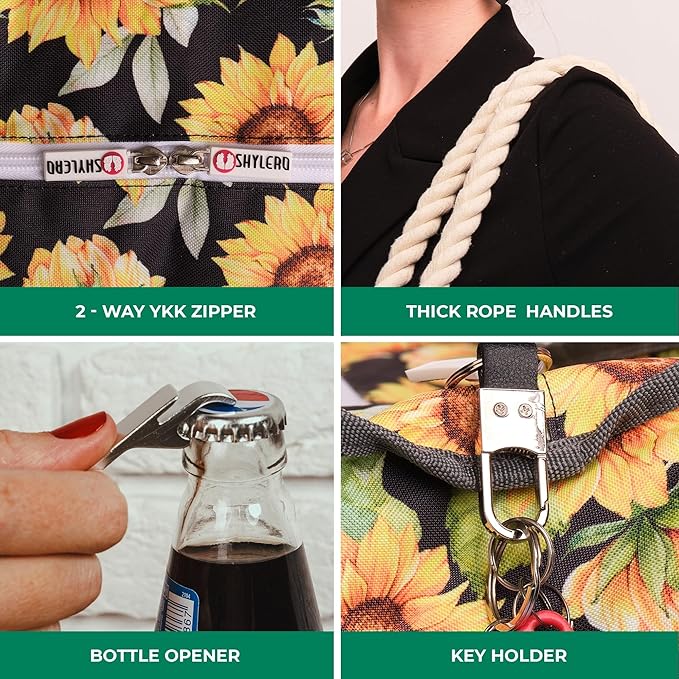 SHYLERO Beach Bag and Pool Bag. Has Airtight Pouch, Ton of Pockets. Beach Tote is Zippered, Water Resistant. Family Size