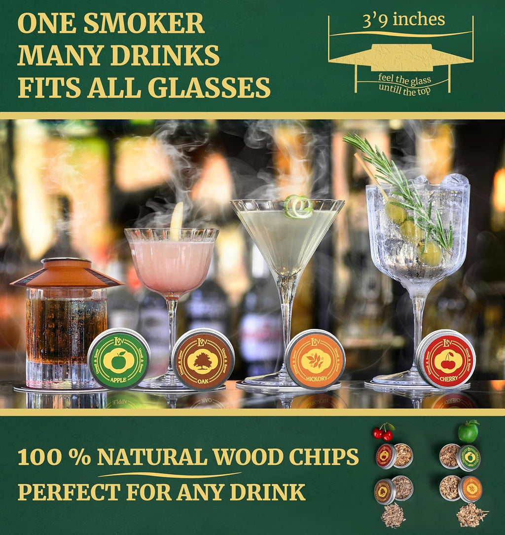 Whiskey Smoker Kit with Torch – Natural Wood Box, 2 Metal Filters, Whiskey Stones – Old Fashioned Cocktail Smoker Kit, Men Birthday Gift Ideas, Gifts for Dad, Husband, Women, Mom (No Butane)