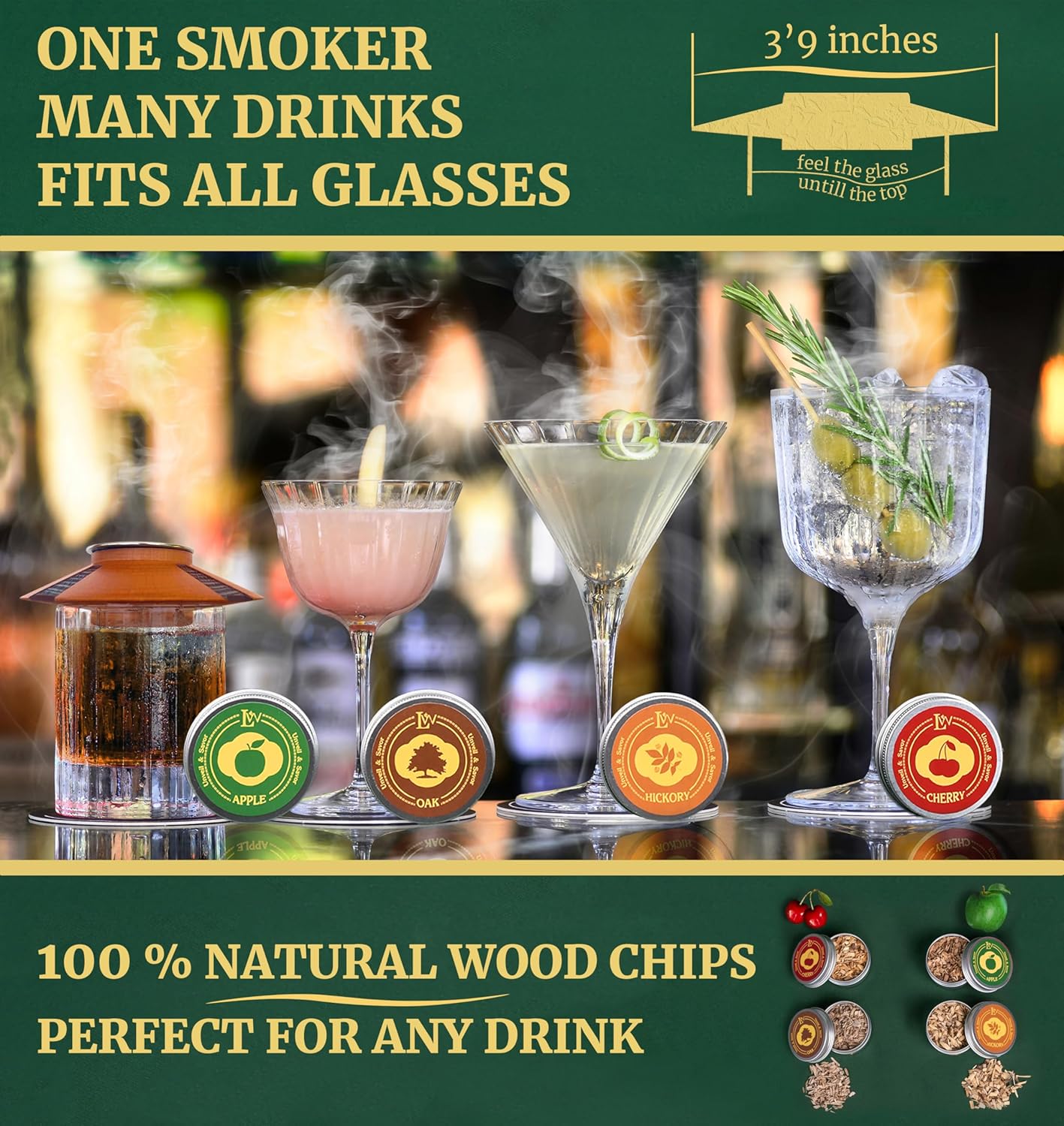 Whiskey Smoker Kit with Torch – Natural Wood Box, 2 Metal Filters, Whiskey Stones – Old Fashioned Cocktail Smoker Kit, Men Birthday Gift Ideas, Gifts for Dad, Husband, Women, Mom (No Butane)