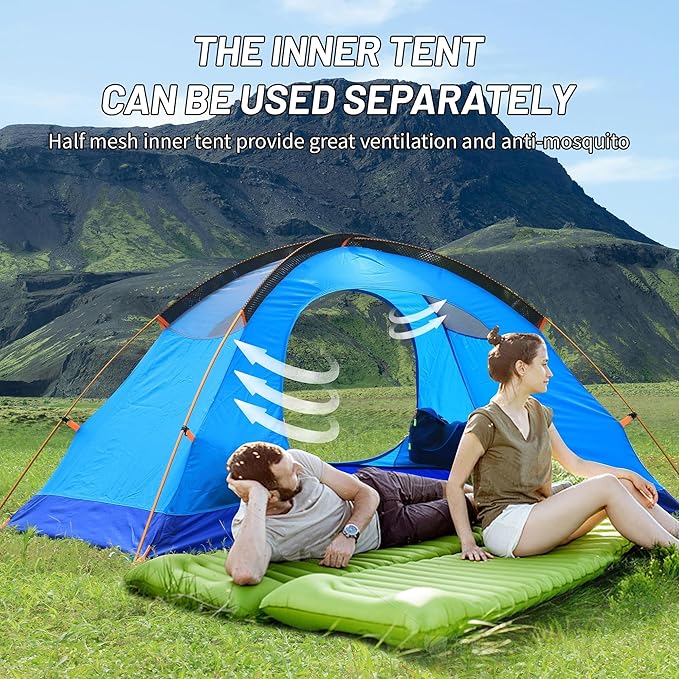 Himalaya 1/2 Person Camping Tent, 4 Season Tent Backpacking Winter Tent Waterproof Windproof Lightweight Portable PU5000 for Outdoor Camping Cold Weather Hiking Mountaineering