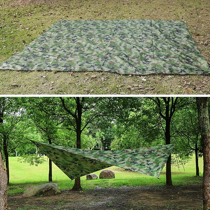 Azarxis Hammock Camping Tarp Rain Fly, Waterproof Tent Footprint Shelter Canopy Sunshade Cloth Picnic Mat for Outdoor Awning Hiking Beach Backpacking - Included Guy Lines & Stakes