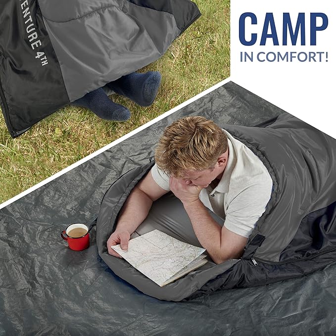 VENTURE 4TH Backpacking Sleeping Bag – XXL, Double and Single Sizes - Lightweight Warm & Cold Weather Sleeping Bags for Adults, Kids & Couples – Ideal for Hiking, Camping & Outdoor Adventures