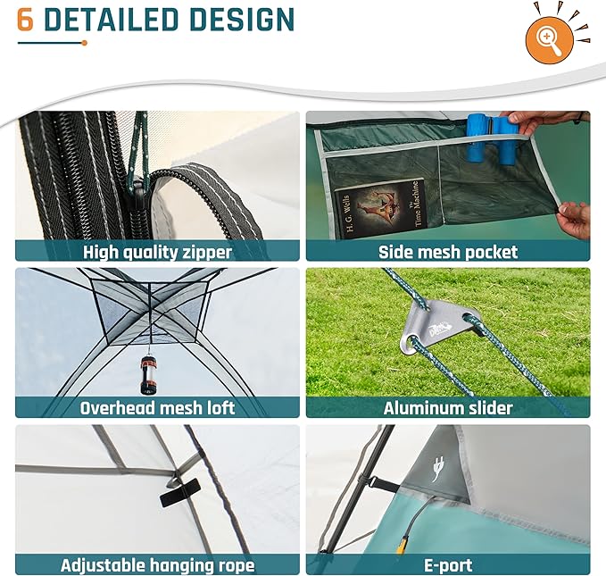 Tents for Camping 6/8/10/11 Person Large Camping Tent with Porch Big Tent with Rainfly & Reflective Windproof Rope Portable with Carry Bag for Family Camping & Hiking