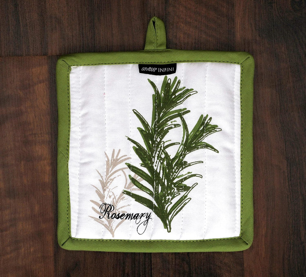 AMOUR INFINI Pot Holders Heat Resistant Cotton Set of 3 Nonslip 8"x8" Inch Hot Pads for Kitchen, BBQ, Baking & Cooking with Hanging Loops (Herb Garden)