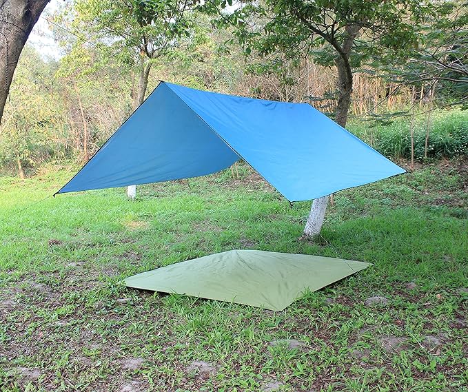 WoneNice 118 x 118 inches Camping Tarp for Tent, Tent Footprint, Sun Tarp, Ground Tarp, Insulated Thermal Silver Coating Survival Tarp for Beach, Car or Camping and Adventure