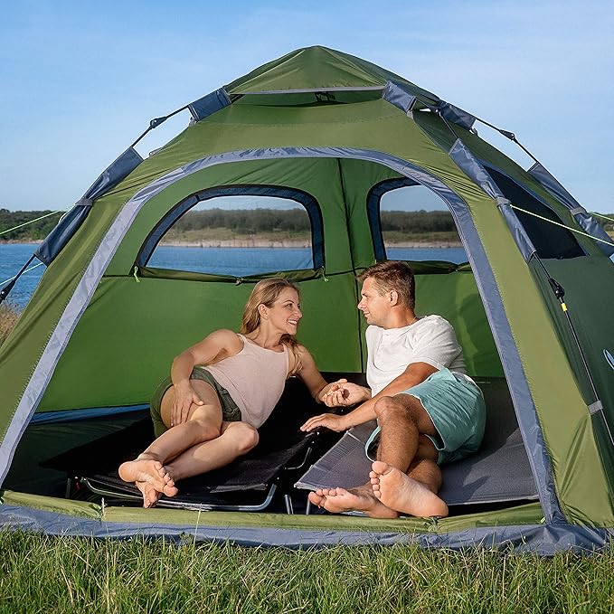 Moon Lence Instant Pop Up Tent Family Camping Tent 4-5 Person Portable Tent Automatic Tent Waterproof Windproof for Camping Hiking Mountaineering