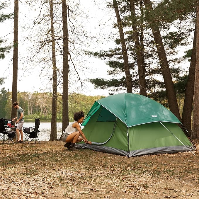 Coleman Sundome 4-Person Tent with Rainfly, Weatherproof Tent Sets Up in 10 Mins