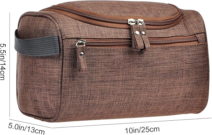 Vercord Mens Toiletry Bag Wash Travel Small Shaving Dop Kit Shower Bathroom Ditty Hygiene Bag Frosted Coffee