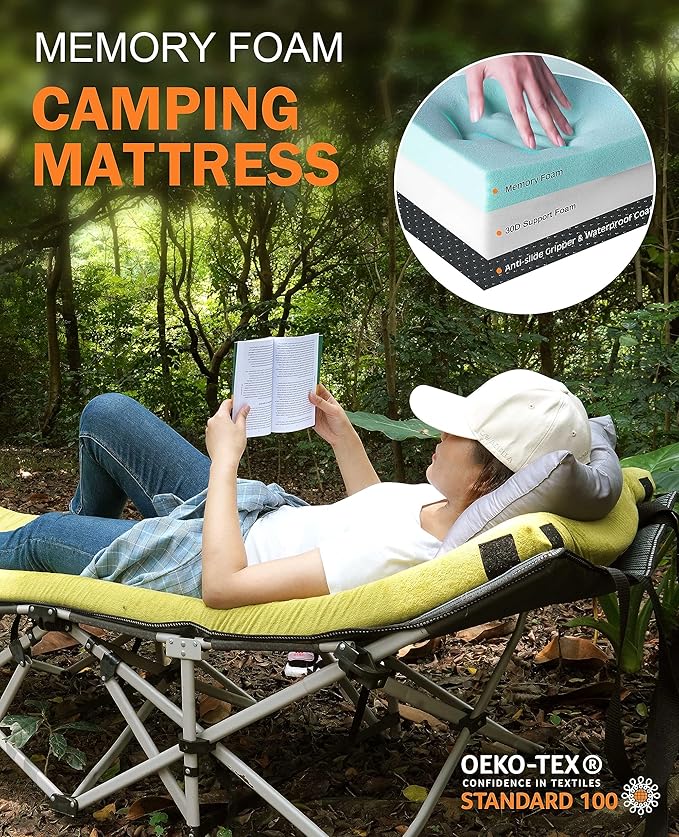 3 Inch GAIALOOP Thick Memory Foam Camping Mattress Sleeping Pad [Car/Tent/Cot] Glamping Portable Floor Mat Roll Up Futon Mattress for Guests Sleepover