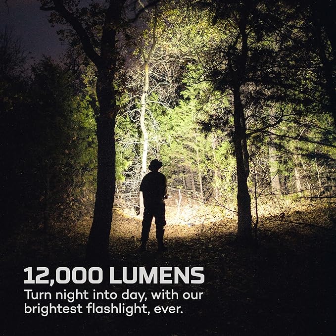 NEBO 12K Flashlight & Portable Charger | 12000 Lumens, 5 Light Modes, Rechargeable, Waterproof & Impact Resistant, Powers USB Devices, Great for Hunting & Camping, Includes USB-C Charging Cable