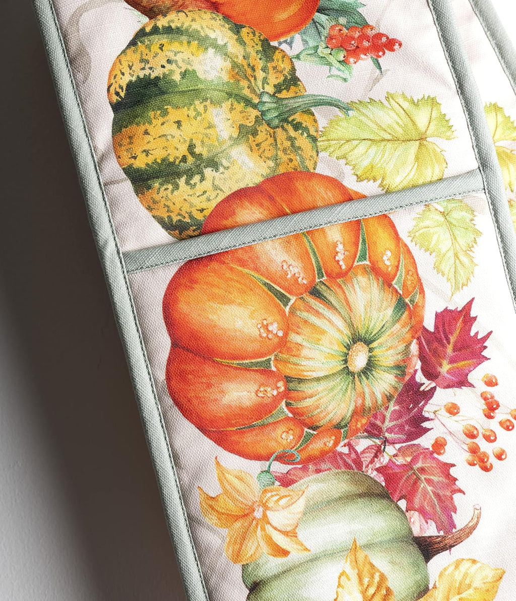 Maison d' Hermine Double Oven Mitts 100% Cotton 7"x35" Double Oven Mitt Heat Resistant BBQ Cooking Gloves with Loop, Baking, Grilling, Home, Kitchen, Handling Hot Pans (Lumina)